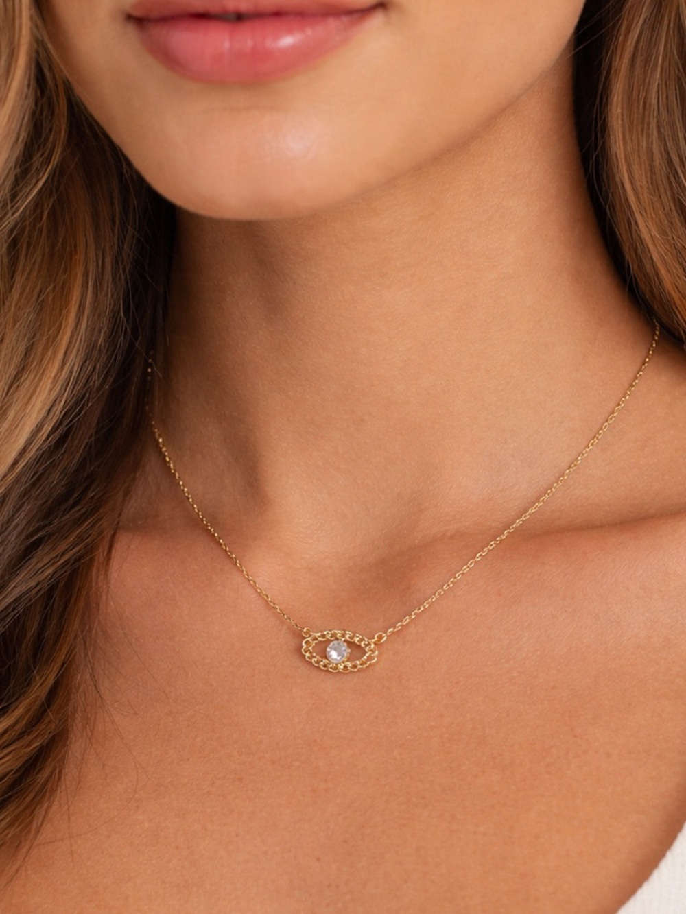Rachel Zoe Elegant Gold Plated 925 Sterling Silver Necklace Center CZ Crystal